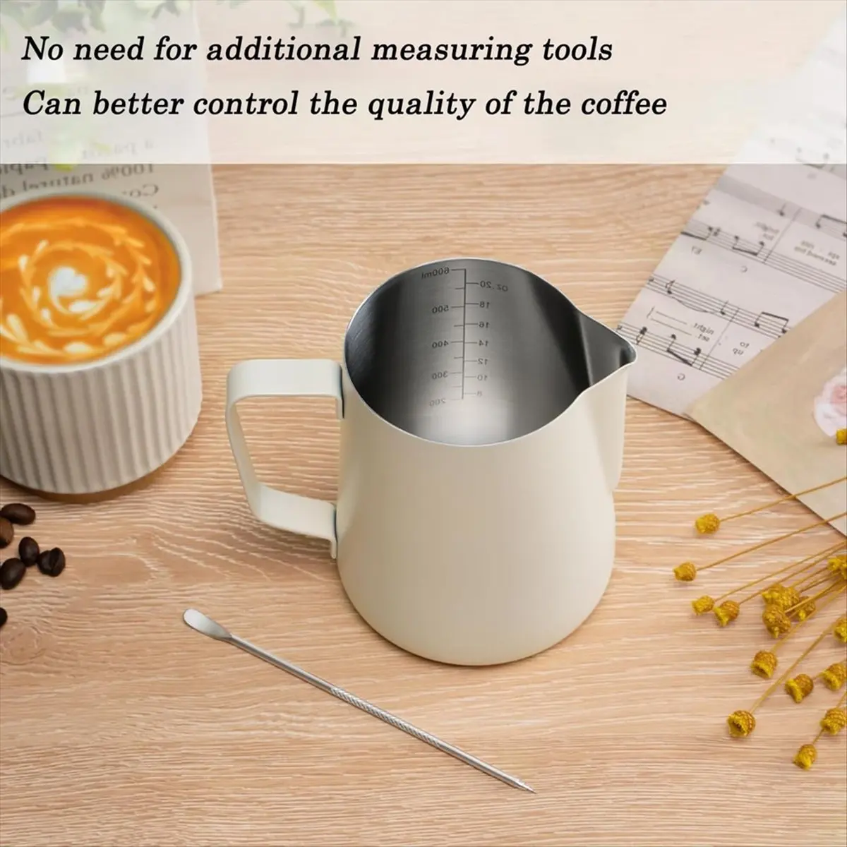 

Кувшин для вспенивания молока 600 мл, кувшин для приготовления эспрессо из нержавеющей стали, кувшин для молока, идеально подходит для молока, крема, воды, сока 600 мл