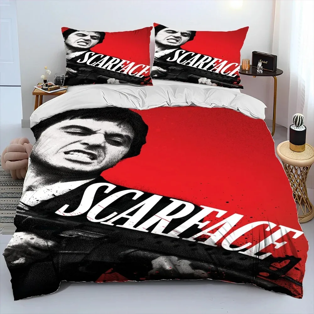 

Movie Scarface Tony 3D Printing Comforter Bedding Set,Duvet Cover Bed Set Quilt Cover Pillowcase,King Queen Size Bedding Set Kid