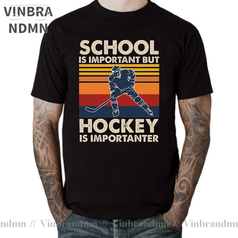 School Is Important But Hockey Is Importanter Ice Hockey T Shirt Men Streetwear Short Sleeve Birthday Gift T-shirt Mens Clothing