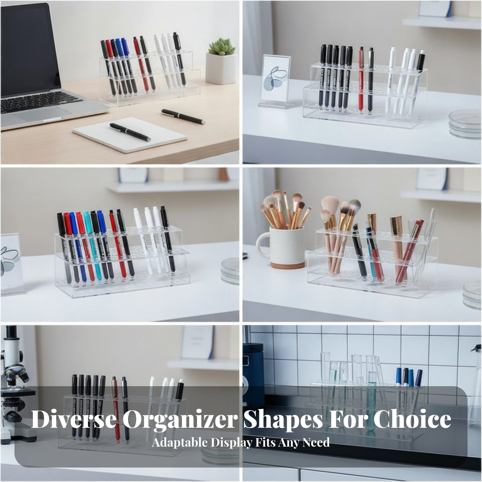 Eyebrow Pencil Holder Transparent Acrylic Pen Rack Clear Pen Display Glossy