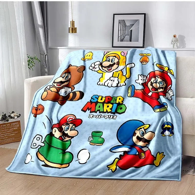 6 Sizes Warm Soft Super Mario Print Blanket Custom Blanket Fluffy Children and Adults Sofa Plush Bedspread Throw Blanket for Bed