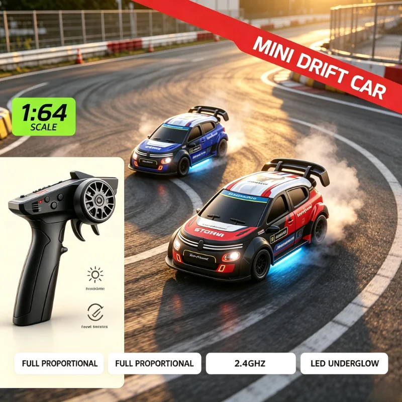 ZLL SG516 1:64 Remote Control 4WD Drift Car Can Control Lighting Model Racing Car 2.4G Multi Speed Adjustment Children Toy Car