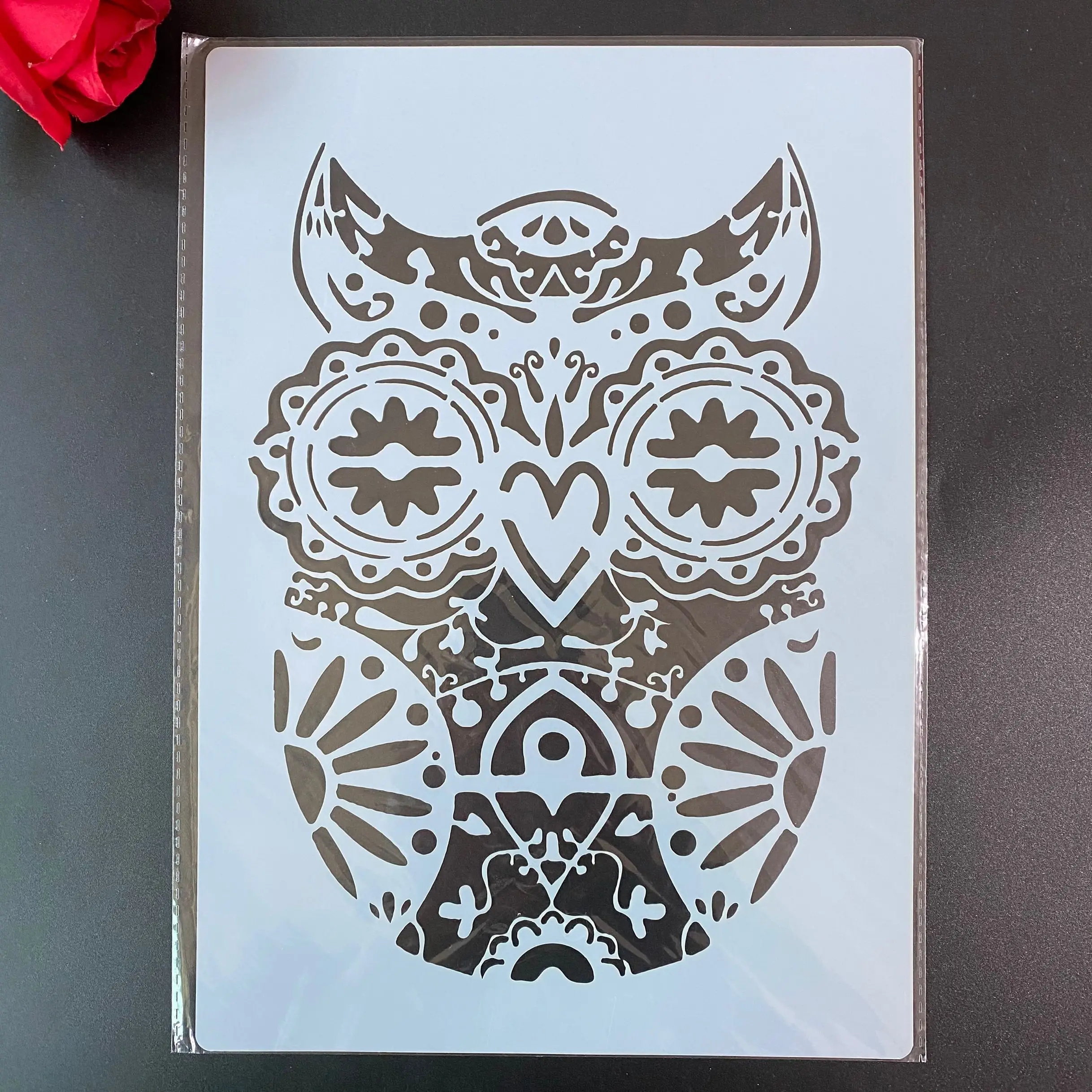 DIY Stencils Wall Painting Scrapbook Coloring Embossing Album Decorative Paper Card Template,wall A4 29 * 21cm Mandala owl