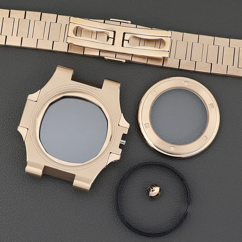 40mm Luxury Ms. Watch Cases Watchband Sapphire For Mod Nautilus Seiko NH35A NH36 NH34 NH38 4R36 Movement 30.8mm Dial Rose Gold