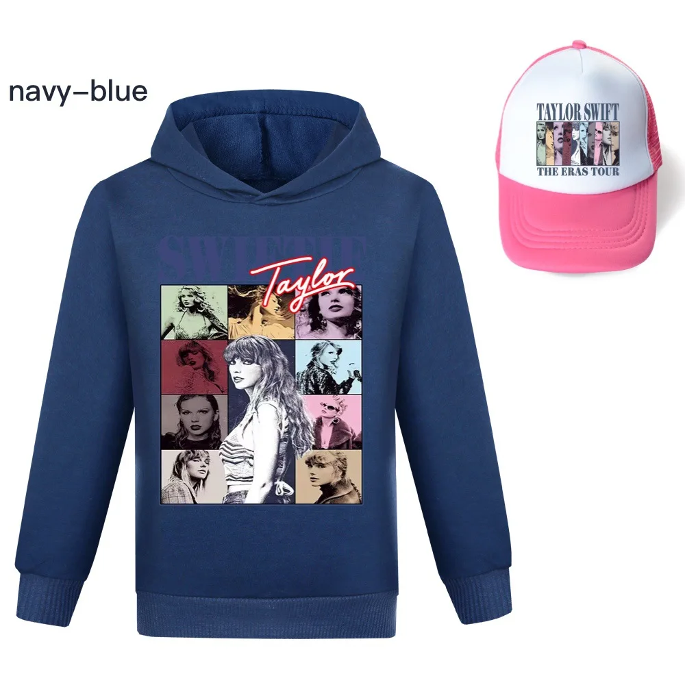 Ropa de dibujos animados taylor swift para niños y niñas, camiseta de manga larga, sudaderas con capucha para el sol y sombrero, ropa deportiva