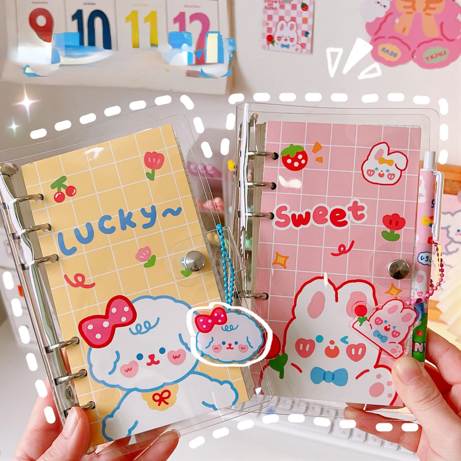 A6 CuteIins Notebook Cartoon PVC Ring Binder Creative Sticker Hand Ledger Set Loose Leaf Stationery Set