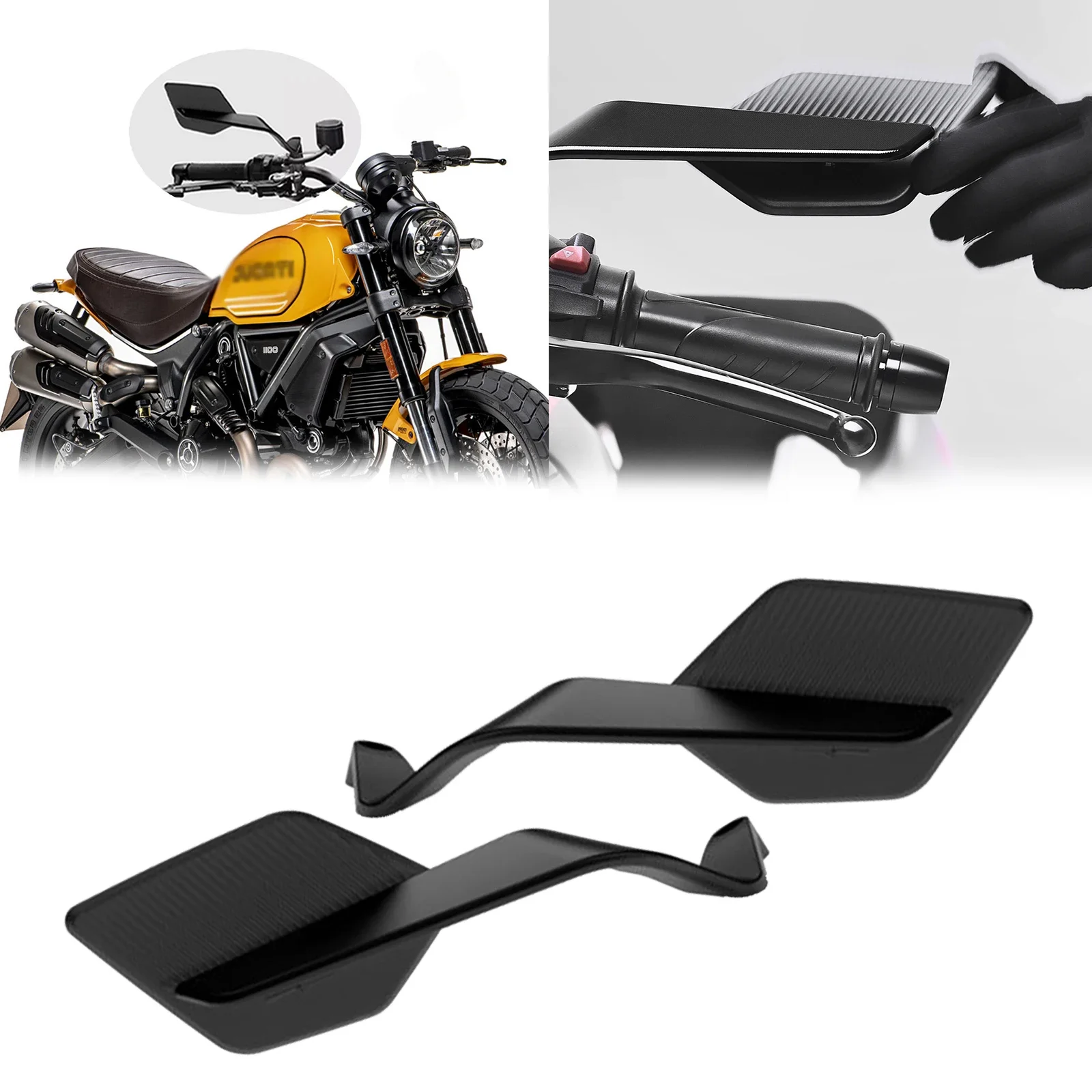 

For Ducati Scrambler 1100 Tribute Pro 2022-2024 Motorcycle Fixed Wing Mirror Stealth Adjustable Rearview Mirrors Rotate Mirror