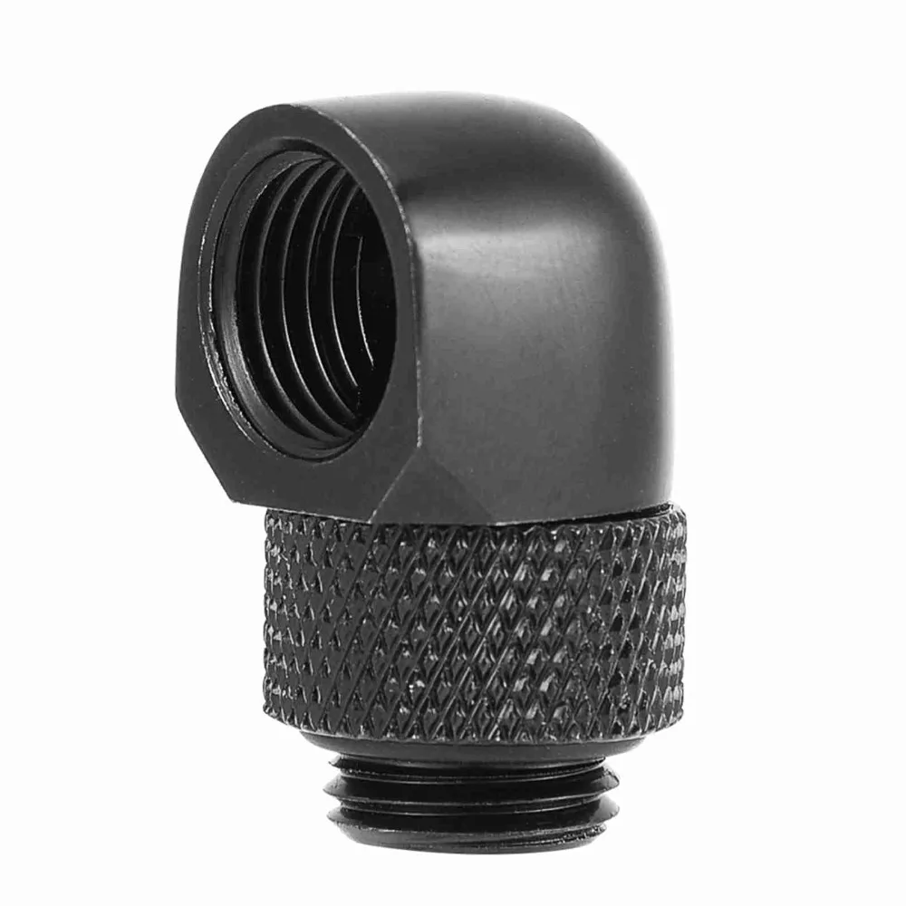 G1/4 Thread PC Water Cooling Fitting 90 Degrees Rotating Elbow Elbow Connector Silver/Black Antileakage Design Two Touch Fitting