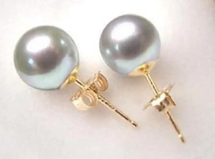 

Fashion 10mm Light Gray South Sea Shell Pearl 14K gold plated Earrings