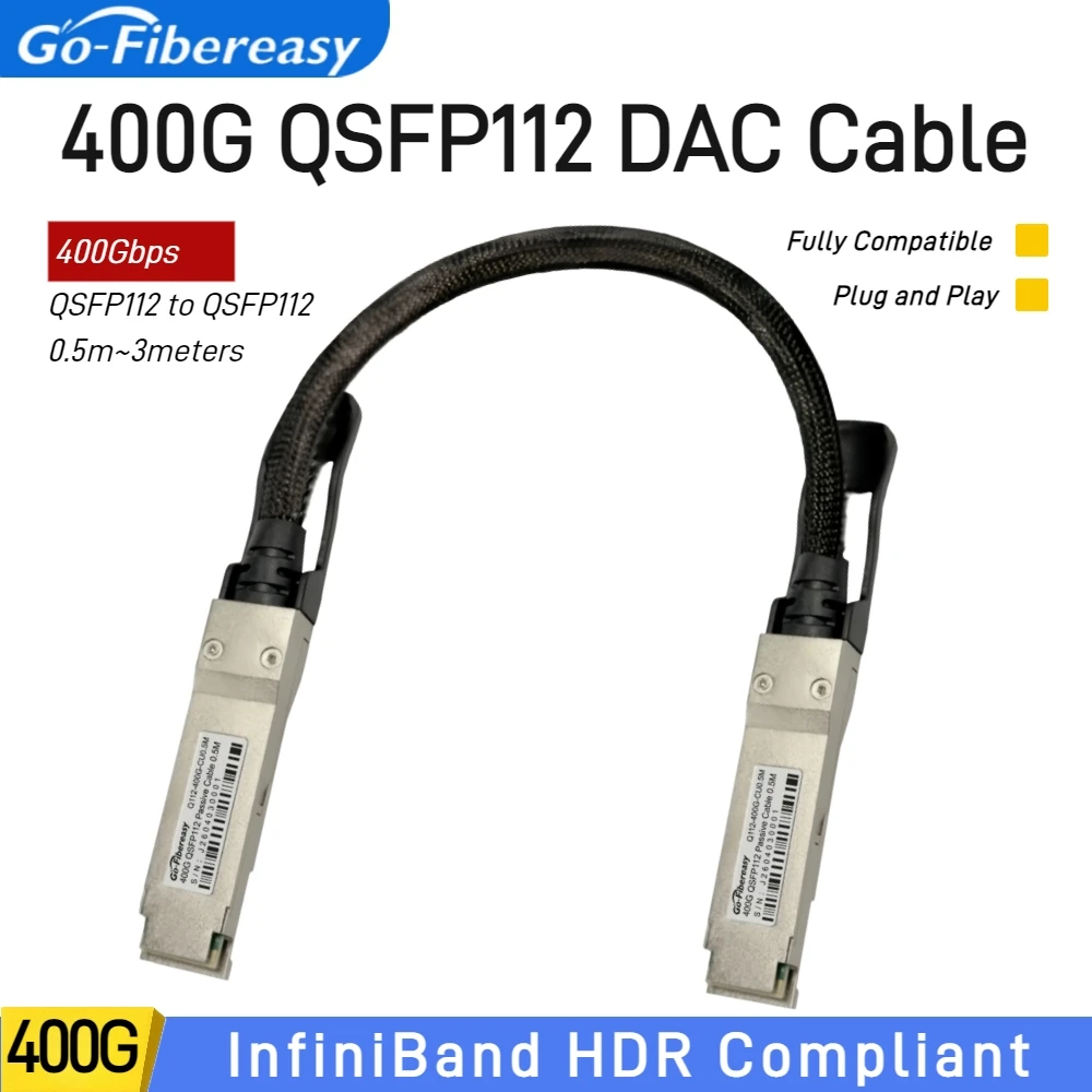 Cable DAC de 400 Gb, 0.5m~3m, QSFP112 a QSFP112, Cable de Cobre Twinax de Alta Velocidad, Compatible con ConnectX-7, NVIDIA DGX Spark