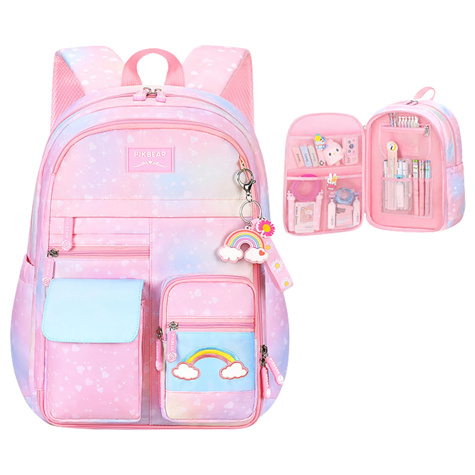 New Primary School Backpack Cute Colorful Bags For Girls Princess School Bags Waterproof Children Rainbow Series Schoolbags