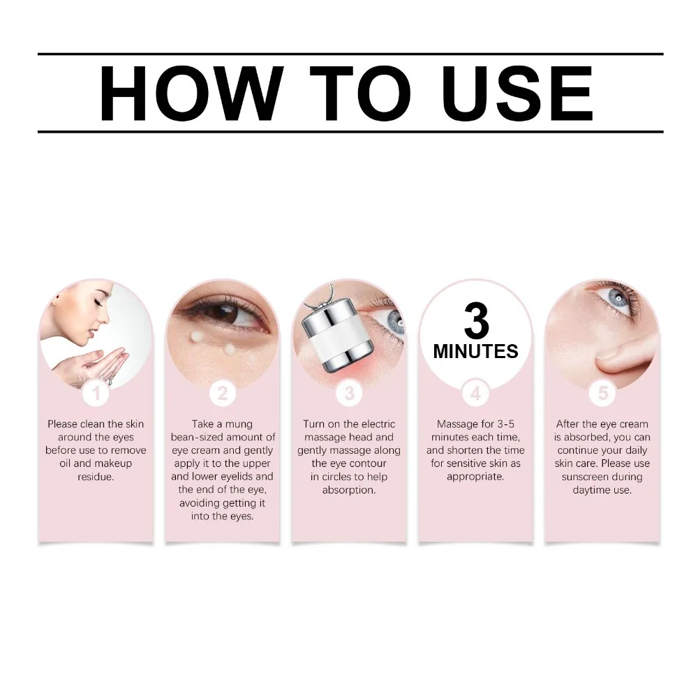 Crema de masaje eléctrica hidratante para ojos, crema de ojos reafirmante antiarrugas con vibración suave, crema para ojos, cuidado diario de la piel