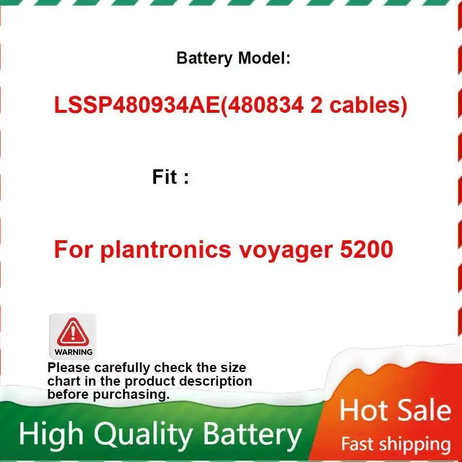 

Аккумулятор для наушников Plantronics voyager 5200 LSSP480934AE LSSP480934AE (480834 2 кабеля) долговечный и сменный аккумулятор
