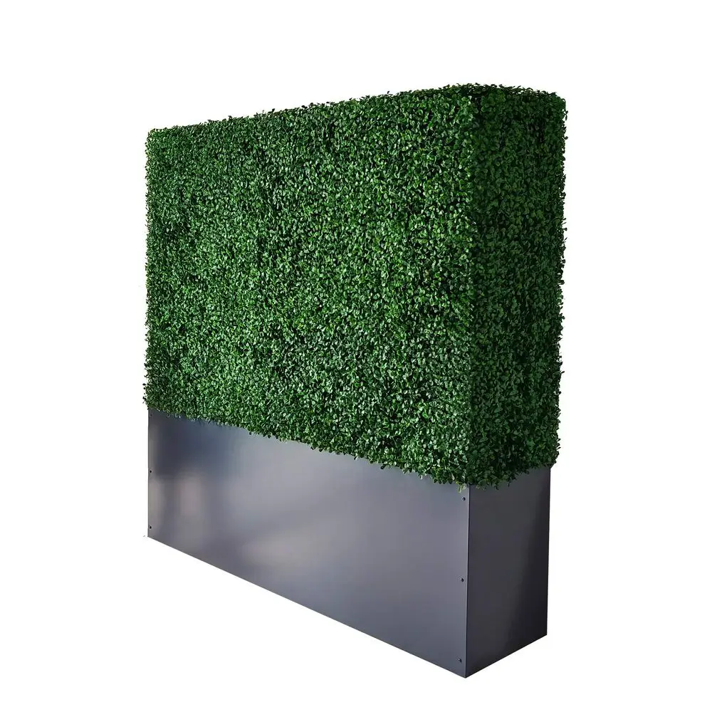 

Artificial Boxwood Hedge Wall with Gray Color Planter,Room Divider and Privacy Wall Backdrops Outdoor Privacy Fence for Patio,B