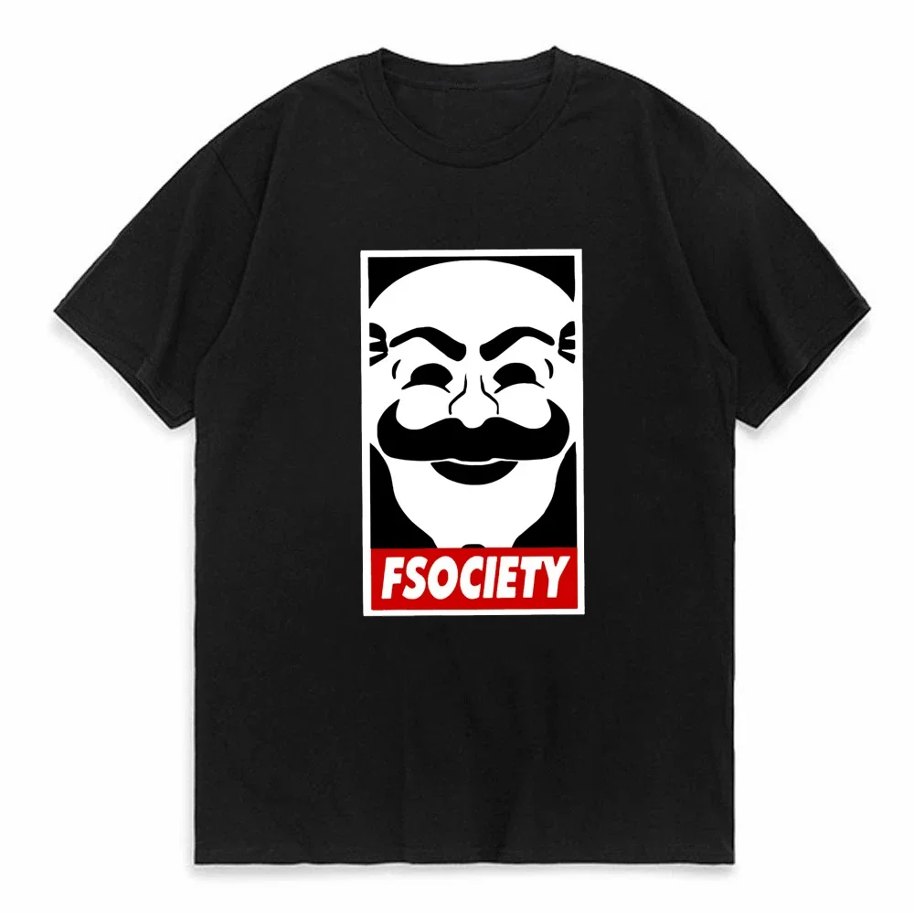 Vintage Funny Mr Robot T Shirt Men 100% Cotton FSociety T-shirt Short-Sleeve F Society Hacker Tee Tops Geek Tshirt Clothing Gift