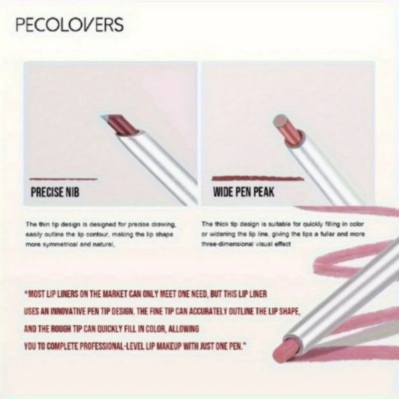 長持ちするベルベットのようなリップライナー & アイライナー防水防汗デュアル目的簡単な滑りやすいヌード口紅ペンメイクアップツール