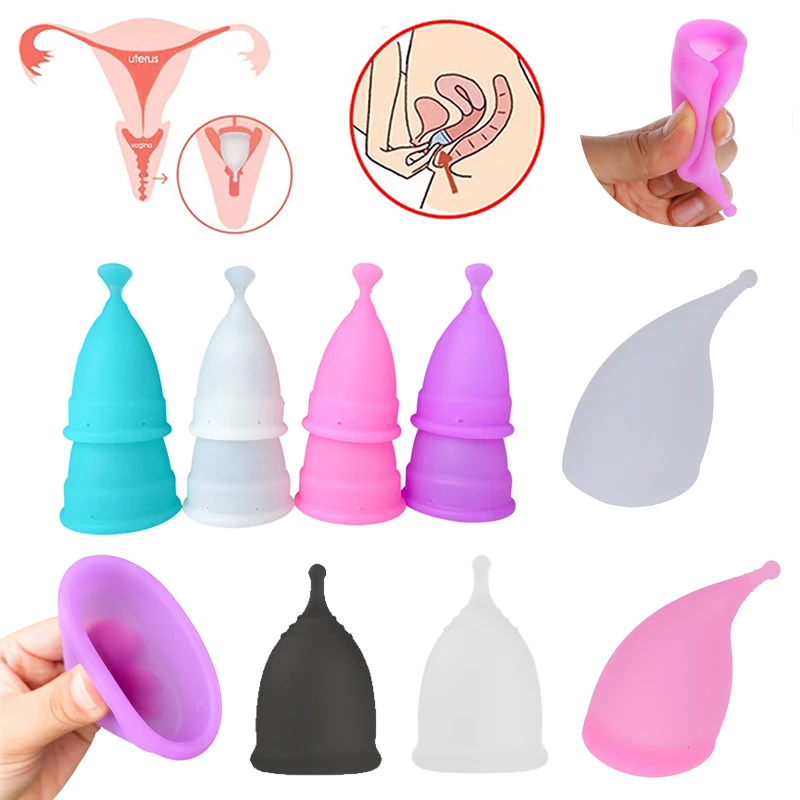 Reusable Silicone Cup Menstrual Medical Lady Cup Collector Menstrual Black Color Menstrual Cup For Women Feminine Hygiene