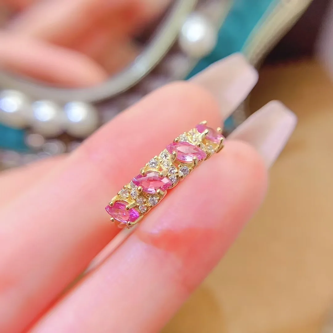

KJJEAXCMY High End Women's Ring Natural Sapphire S925 Silver with Electroplating Boasting High Clarity Full Brilliance Gift