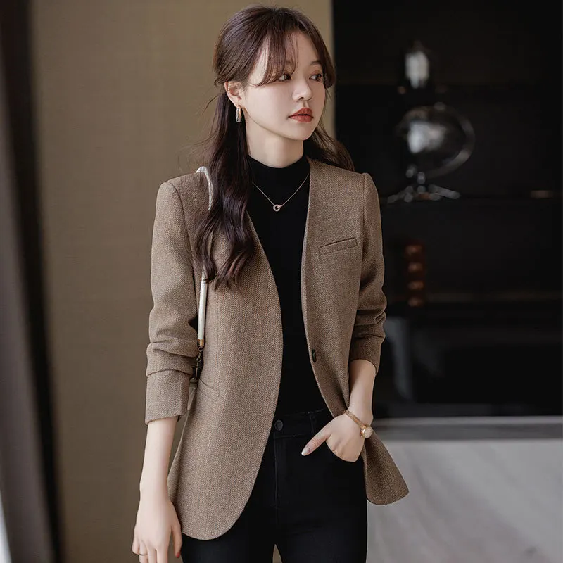 Autumn Winter Formal Women Uniform Styles Blazers Jackets Coat Career Interview Outwear Professional Office Tops Blaser Clothes