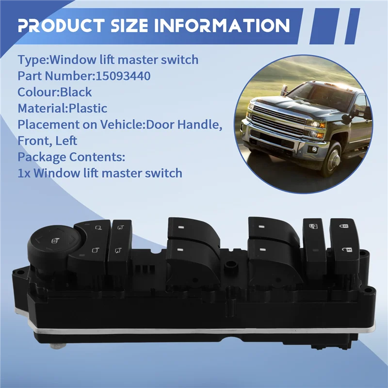 

For Buick Chevy Tahoe GMC Sierra Silverado Yukon Escalade Drivers Side Window Switch 15093440 Window Lift Master Switch