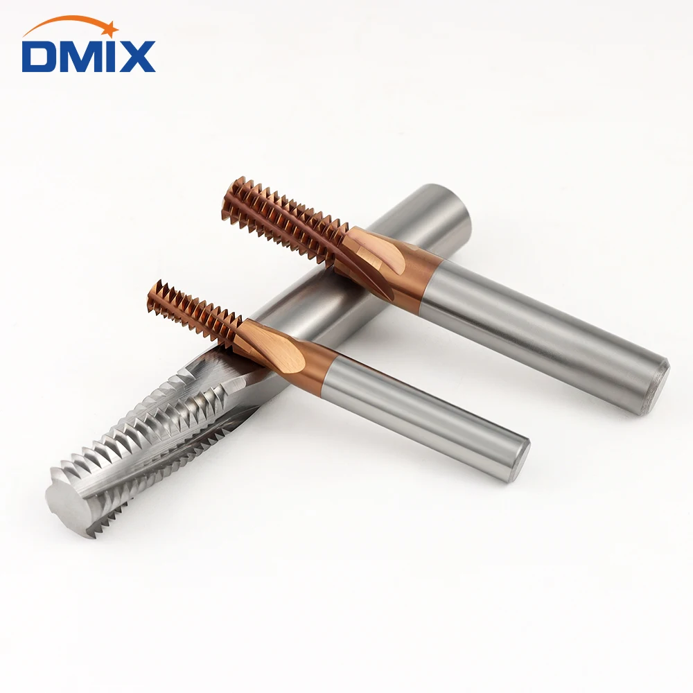 قاطعة طحن خيط الأسنان الكاملة DMIX مطلية بسبائك الصلبة الصلبة ذات الأسنان الكاملة MHP MAL M3 M4 M5 M8 M10 M12 M14 M16