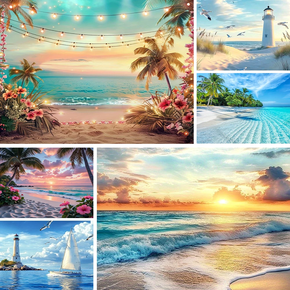 Летний фон для фотосессии в гавайском стиле: яркие волны и солнечное небо, реквизит для дня рождения, баннер для детского праздника