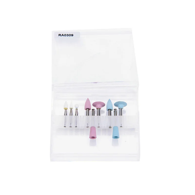 8 x 9pcs/set Dental Light Curing Polishing Set Dental Resin Base Acrylic Polishing Burs Kit Invisible Denture Polishing Set