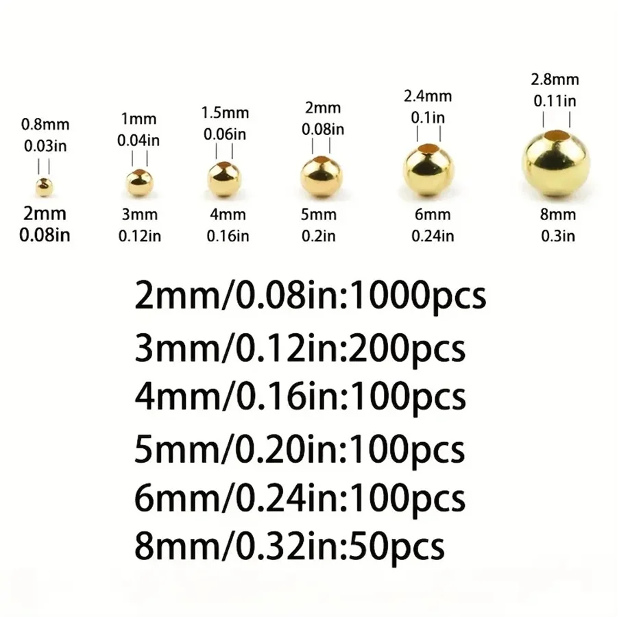 Metal Silver plating Gold Color beads 2 3 4 6 8mm Round Iron ball bracelet Spacer Loose bead for Jewelry making DIY Accessories