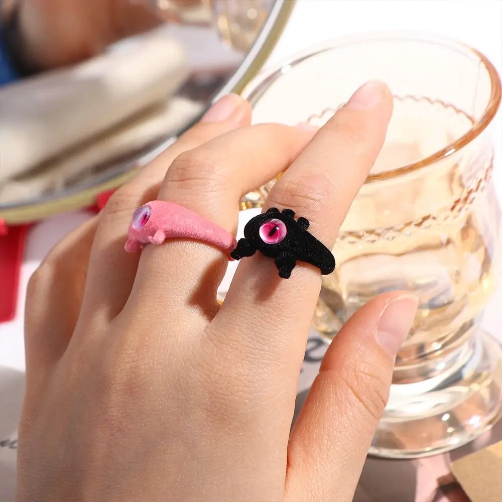 Trendy Pile Coating Eyes Finger Ring Open Soft Flocking Ring Jewelry Korean Style Cat Eye Ring Couples