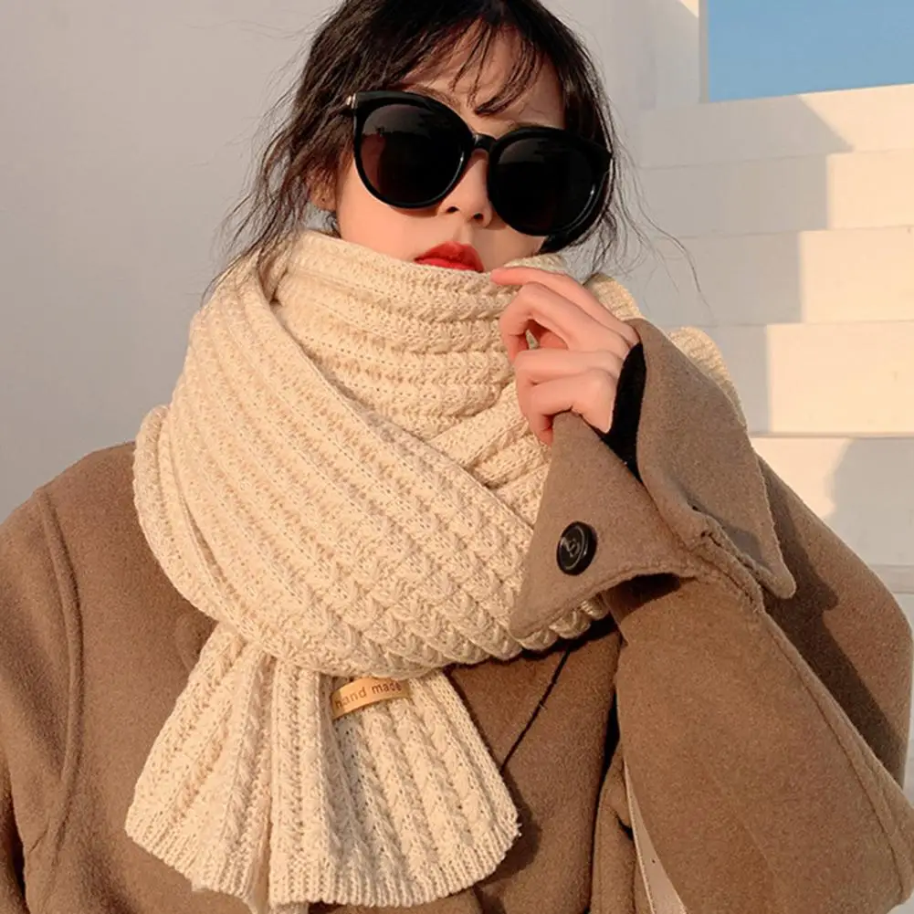 Knitted Scarf For Women Winter Solid Color Long Warm Shawl Women\'s Warm Knitted Spring Unisex Thickened Warm Winter Scarf