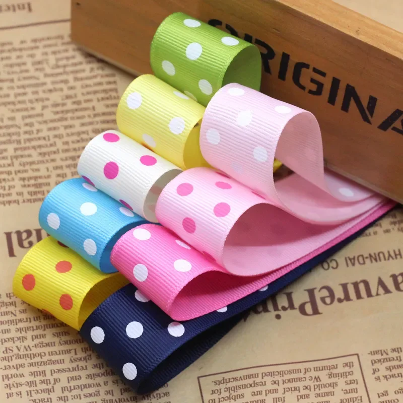 1''(25mm) Polka Dot Satin Ribbon Printed DIY Handmade Head Wreaths Hair Wedding Party Gift Packing Supplies Clothing Accessories