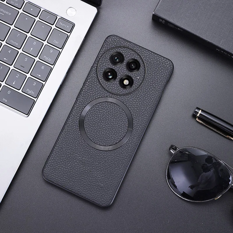 funda For OnePlus 13 чехол ELVEV Magnetic PU Leather Lichee Pattern +PC Protection Phone Cover чехол на Oneplus 13