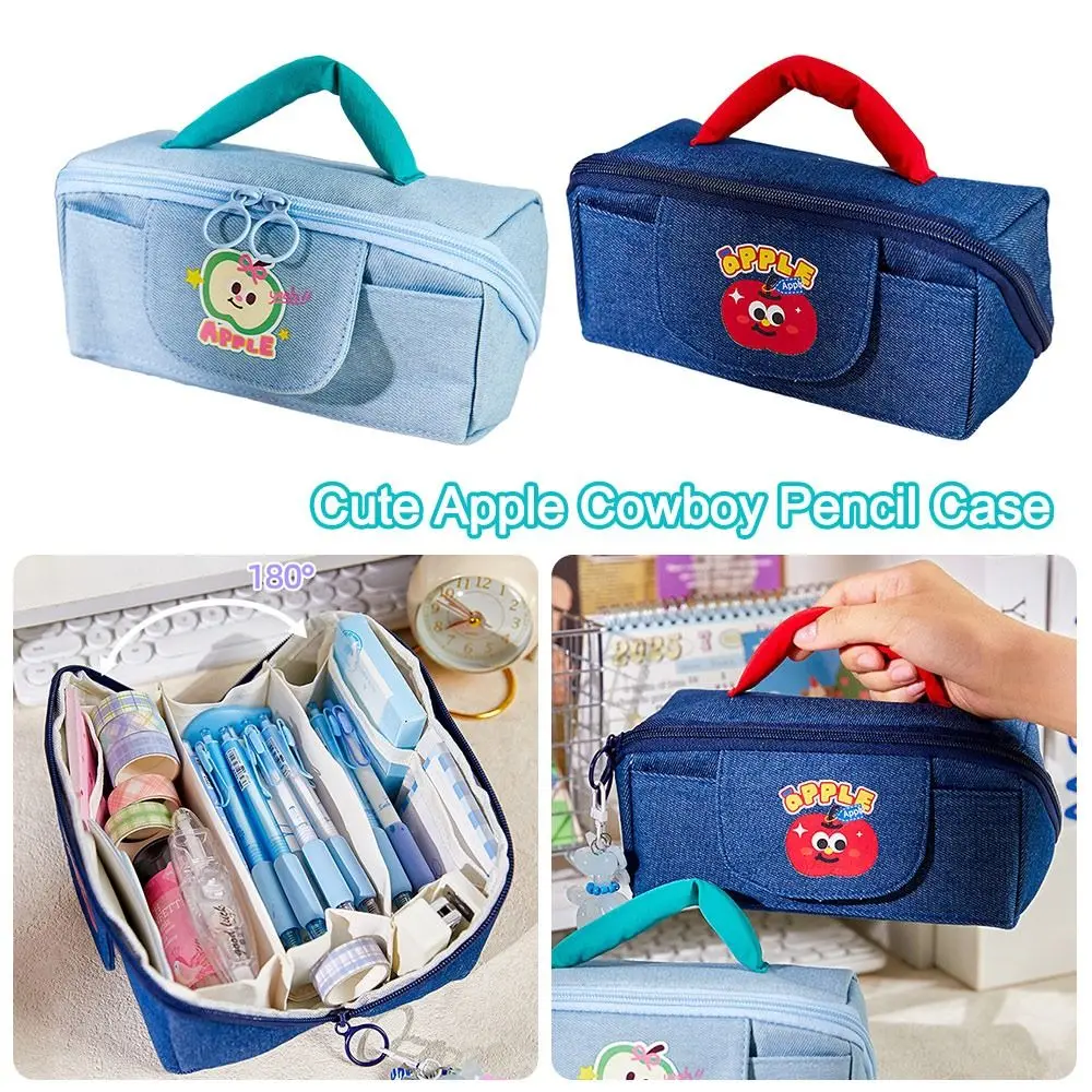

Durable Large Capacity Pencil Case with Handle Portable Cosmetic Bag Stationery Pouch School Supplies