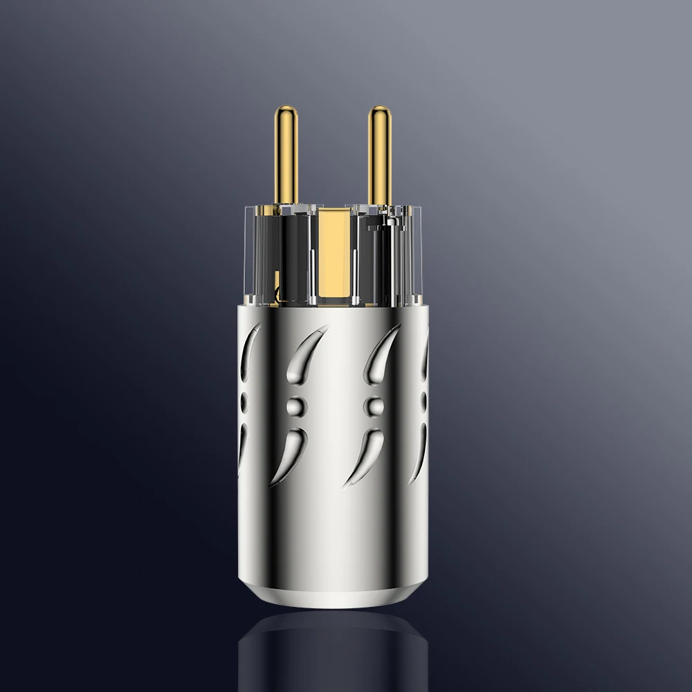Viborg X Hifi Audio 20mm Pure Copper 24K Gold Plated Aluminum Alloy Transparent Power Cable Connector with EU Schuko Power Plug