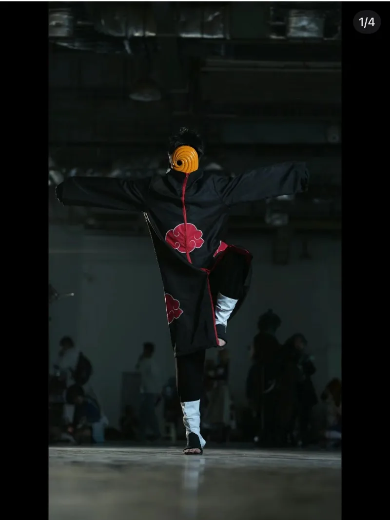 Naruto Akatsuki Tobi Cosplay Full Set: Obito Uchiha Costume with Coat, Mask & Jade Ring – Perfect for Cosplay Events