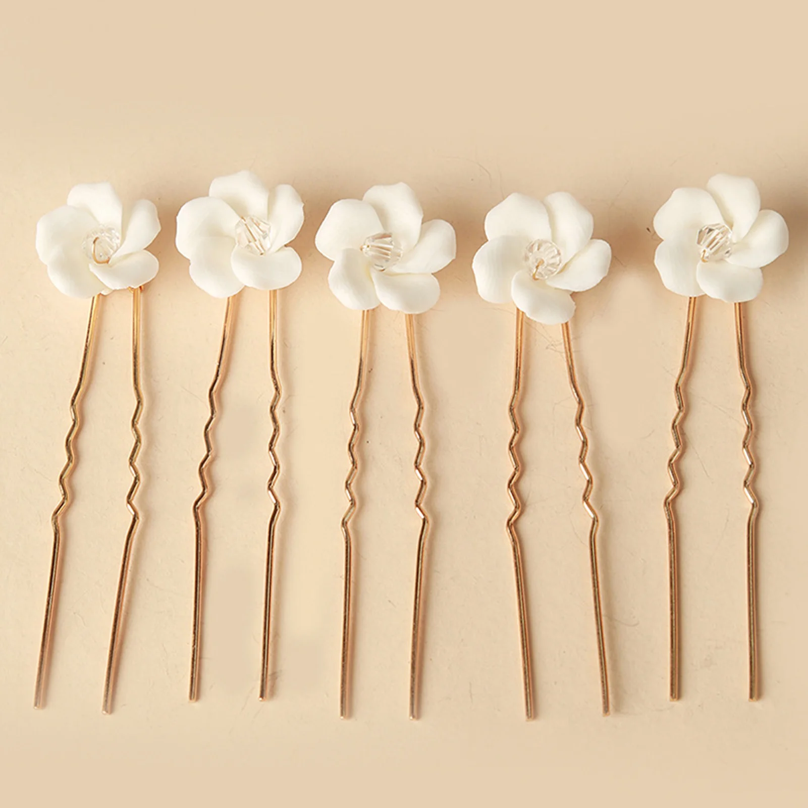 U Shaped Hair Sticks Hair Forks Set Woman Handmade Ceramic Flowers Hair Piece Hair Pin for Woman Hair Styling Making Pins