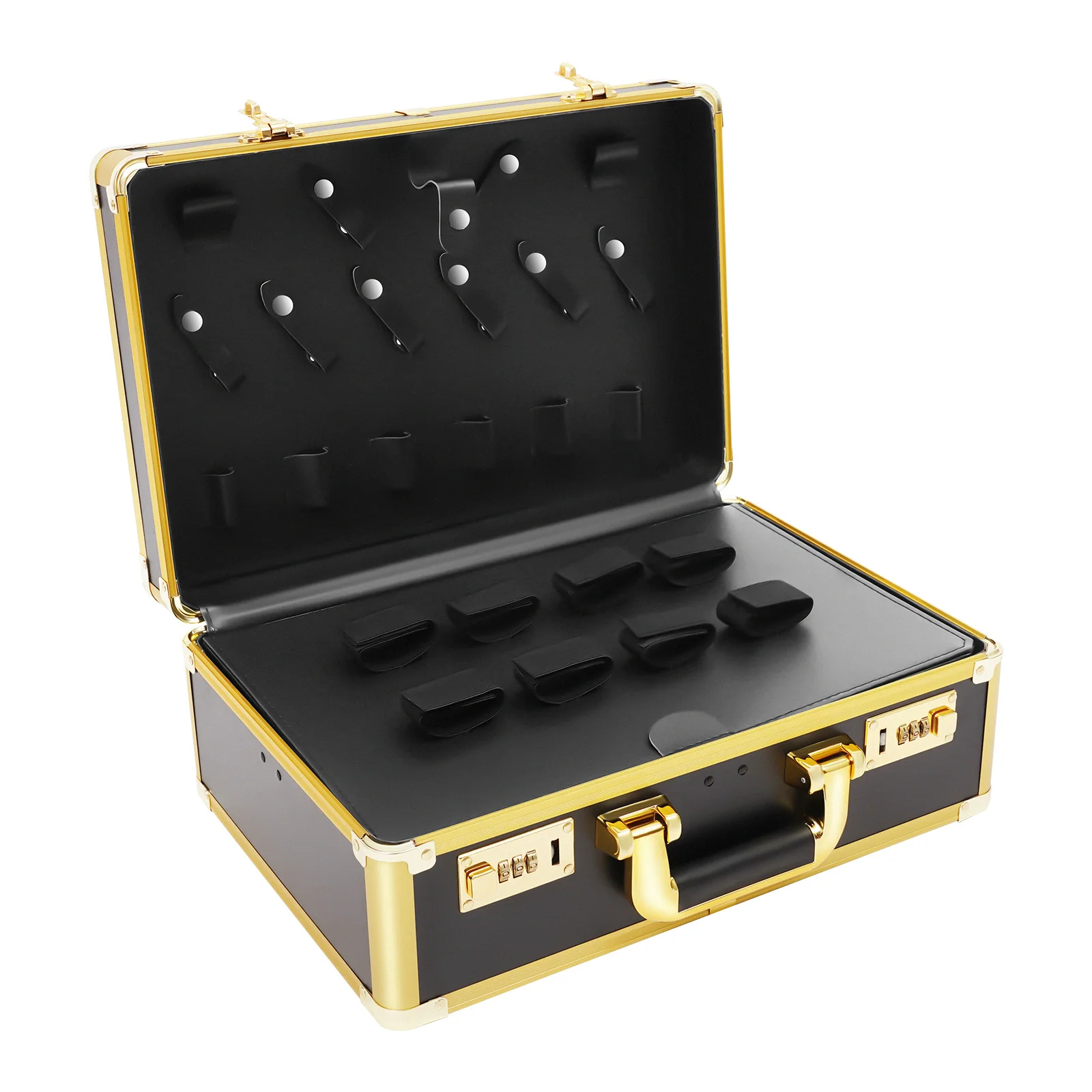 Friseur-Werkzeugkoffer Gold Haarstylist-Passwort-Schloss Tragbare Aufbewahrungsbox Tragbarer Koffer für Salon – Detail 8