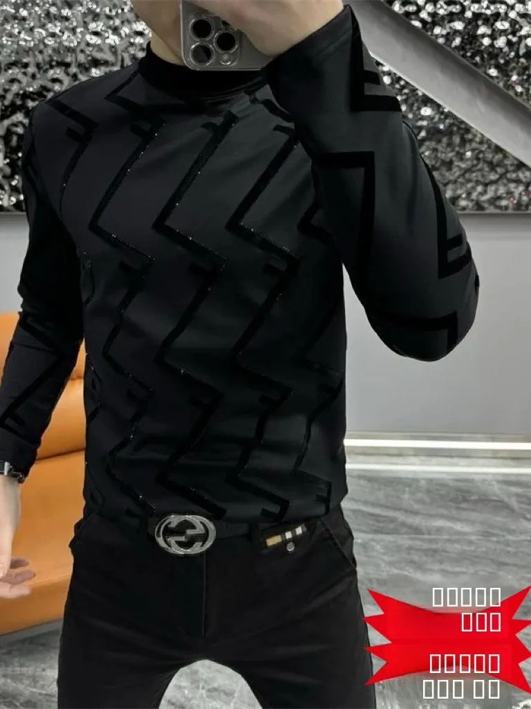 

Мужская футболка с длинным рукавом, на флисовой подкладке, повседневная, базовый слой, модная, легкая, осенне-зимняя, новинка