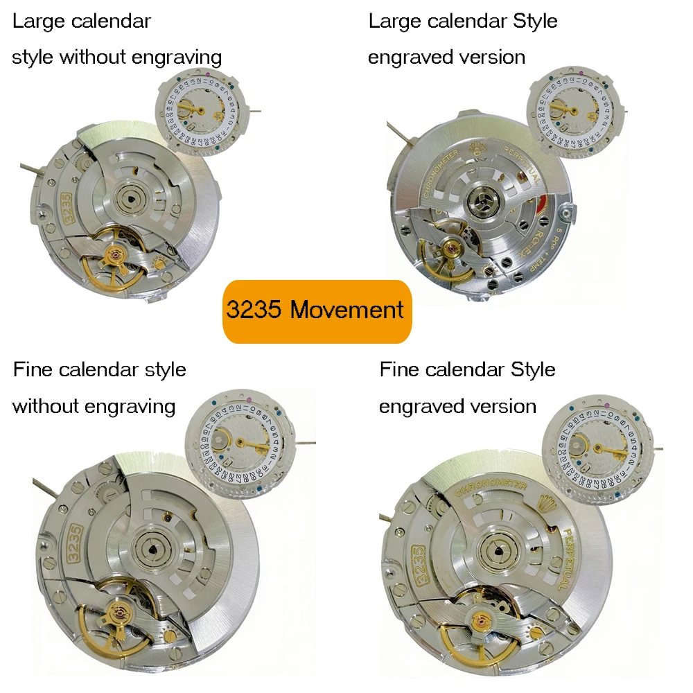 Movimiento de reloj para movimiento 3235 Submariner Log Blue Hairspring, movimiento mecánico totalmente automático de 70 horas, repuesto de reloj