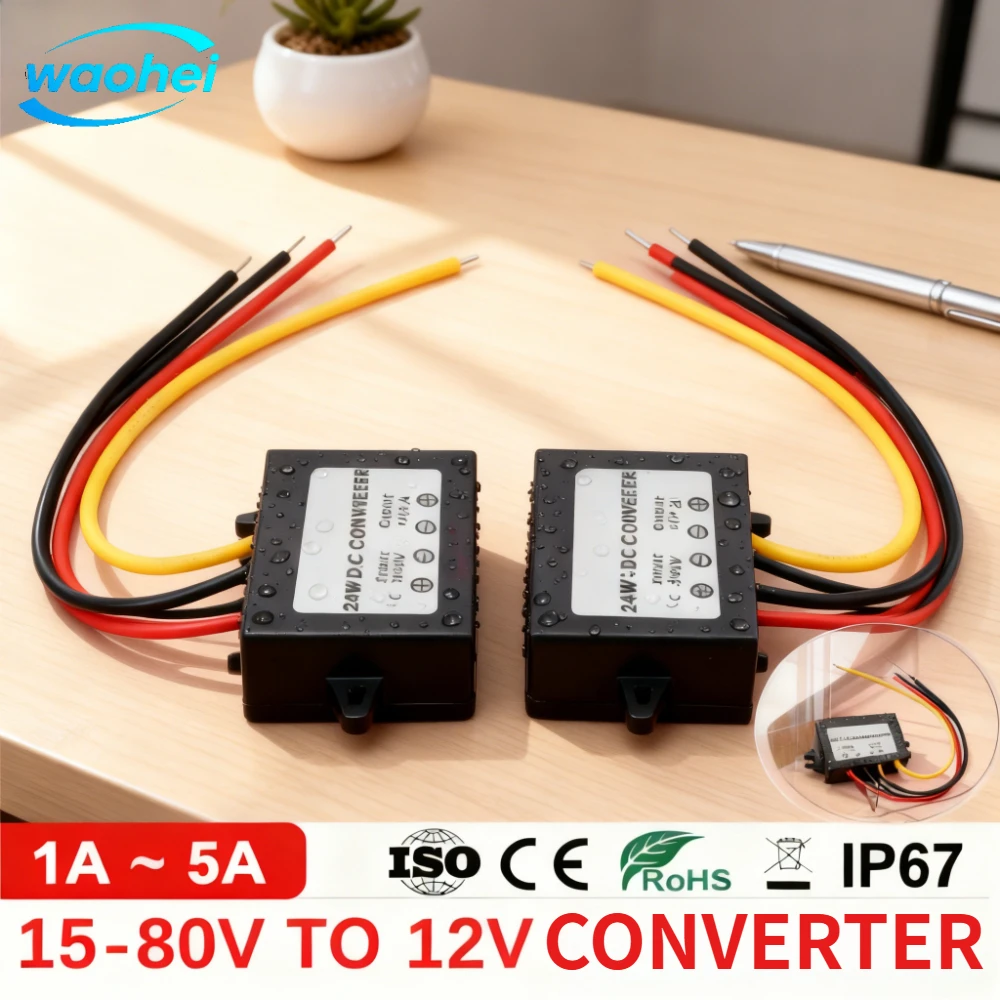 

24V 36V 48V 60V to 12V 1A 1.5A 2A 3A 4A 5A Step-down DC DC Converter 60V-12V Stabilizer Voltage Regulator for automotives CE