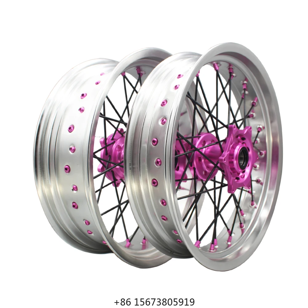 

17 Inch 36 Spoke EXC SXF SX XC 125 250 350 450 Silver Rim Purple Hub 17" Motorcycle Wheels for