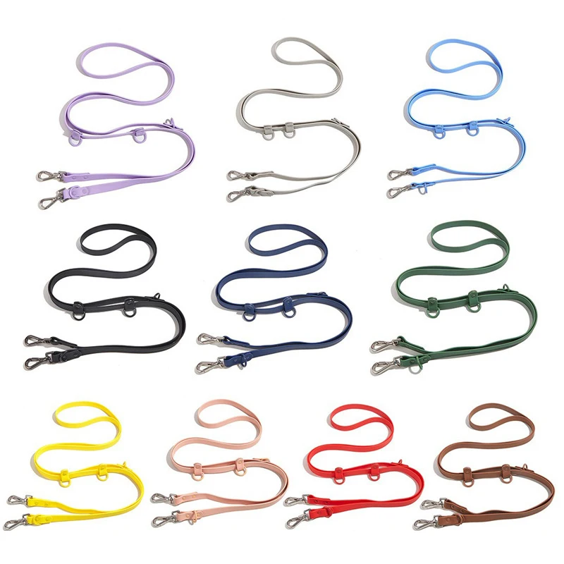 

Waterproof Dog PVC Leash Double-headed Pet Rubber Leashes Puppy Outdoor Walk Training Soft 2 Head Waist Traction Rope Cross-body