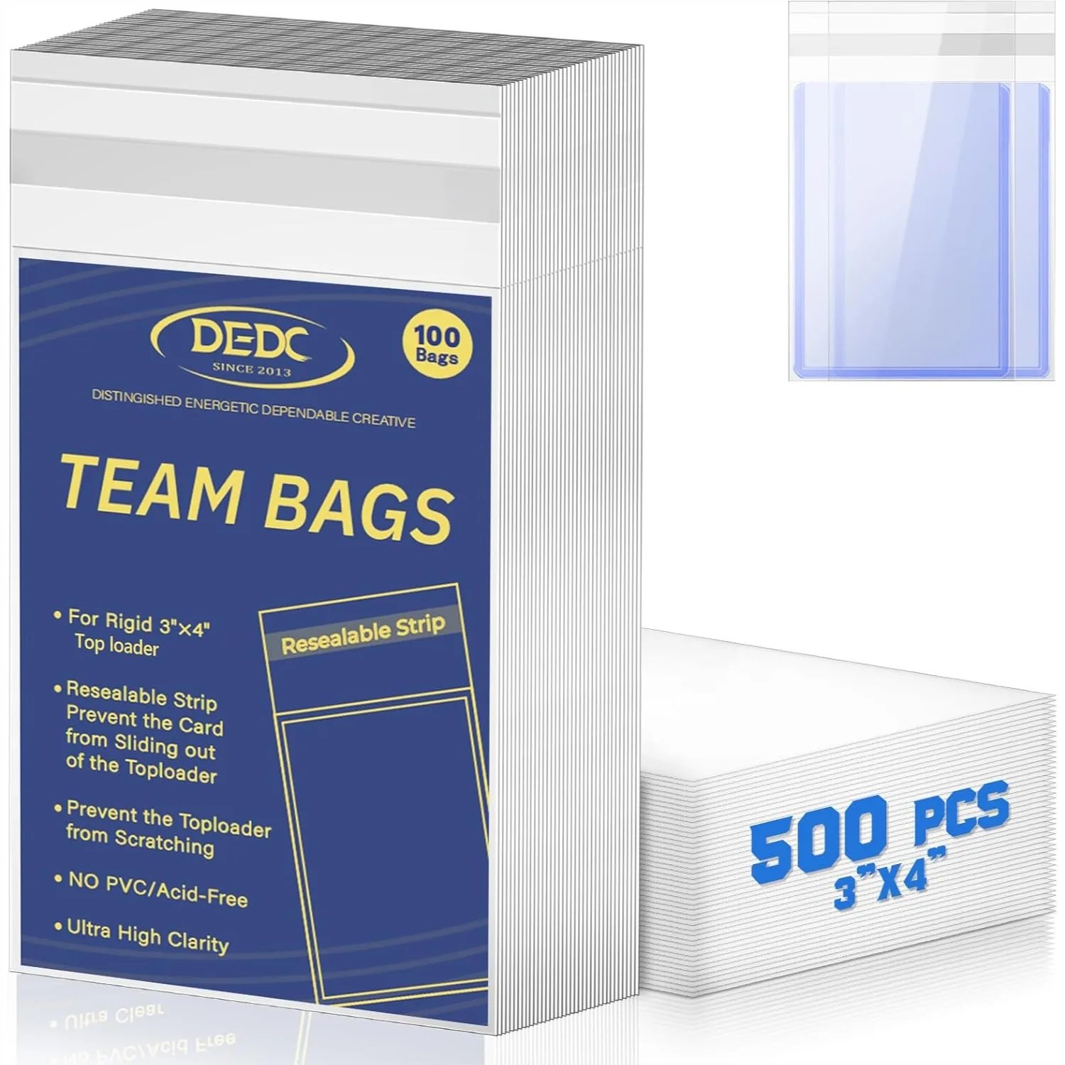 

500 Pcs Card Sleeves Team Bags 3x4 Inch For Trading Cards Sports Graded Card Protector With Adhesive Seal