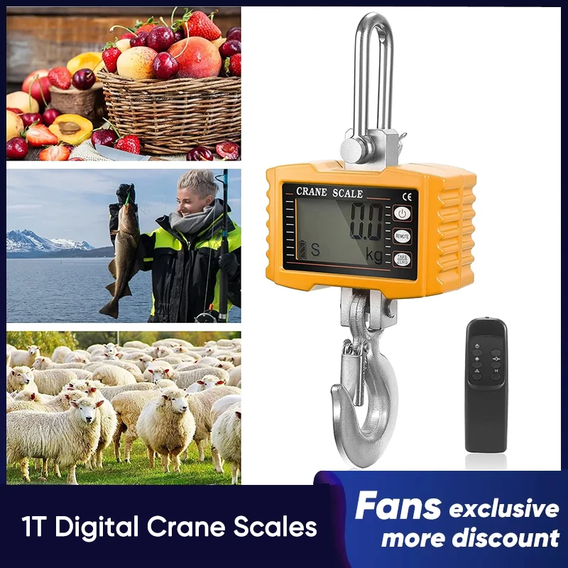 

1T Industrial Crane Scales 2200 lbs/1000 kg Hanging Scales Digital Weight Heavy Duty Electronic Hanging Scales for Farms