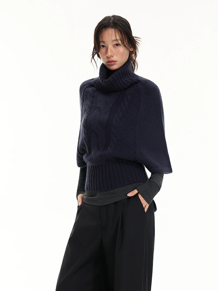 

Heyabc Korean Sle High Collar f Sve Knitted Sweater Women's Lazy Rich Batwing Sve Cloak Casual Comfortable Top