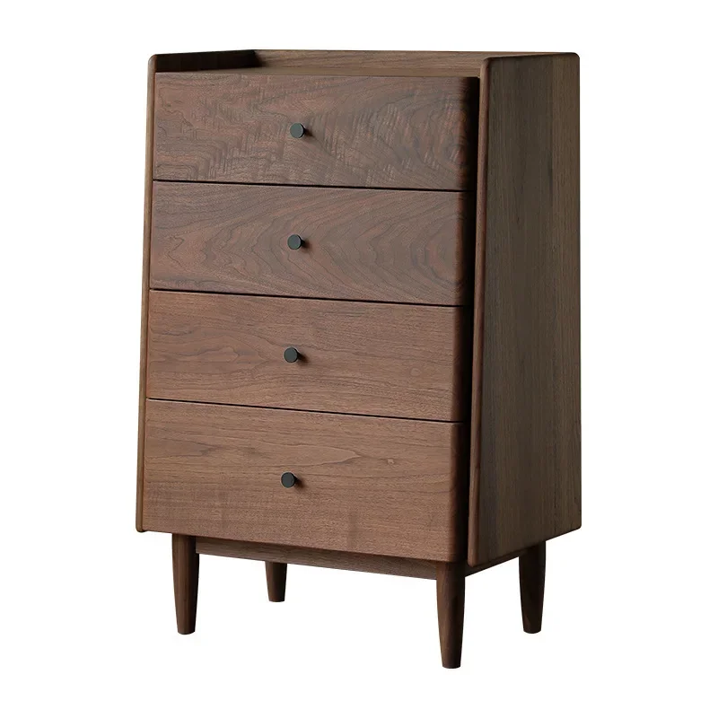 

All solid wood black walnut, bedroom storage four chest cabinets living room minimalist, Nordic side cabinets lockers