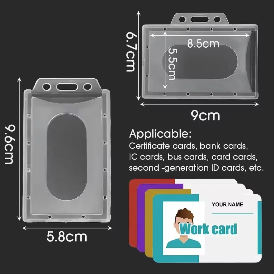 20/5/1PCS Waterproof Clear Plastic PVC ID Card Name Badge Holder Transparent Business Card Sleeve Cover for School Office