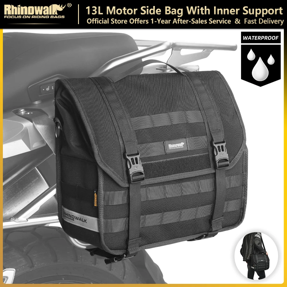 

Rhinowalk Motorcycle Saddle Bag 13L Waterproof Motorcycle Side Bag With Inner Support Board Quick Release Motor Luggage Storage