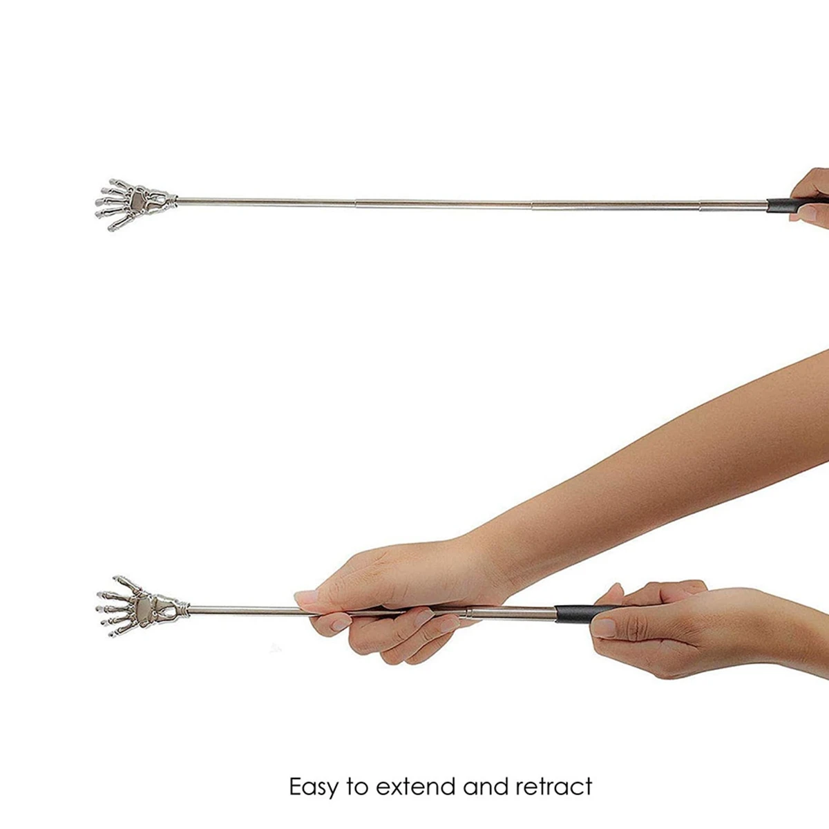 Pengeruk punggung dengan pegangan yang dapat ditarik-pemijat punggung gagang kerangka baja tahan karat-pemijat tubuh pengeruk kepala