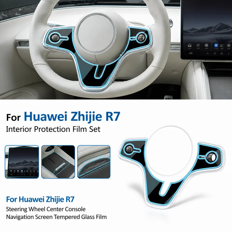 For Huawei Zhijie R7 Interior Protection Film Steering Wheel Center Console Navigation Screen Tempered Glass Film Accessories